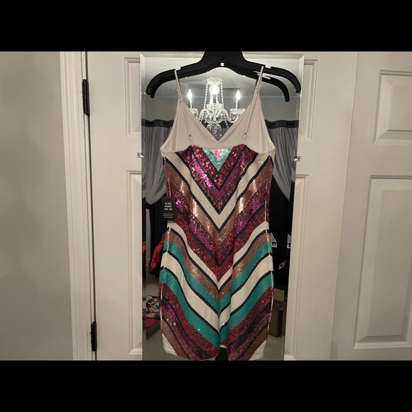 Multi Color Geometric Dress by Express - Picture 4 of 13